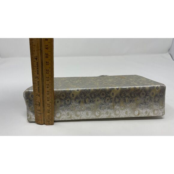 Vintage 50s Silver Small Patterned Glam Purse Rhinestone buckle - Picture 9 of 13